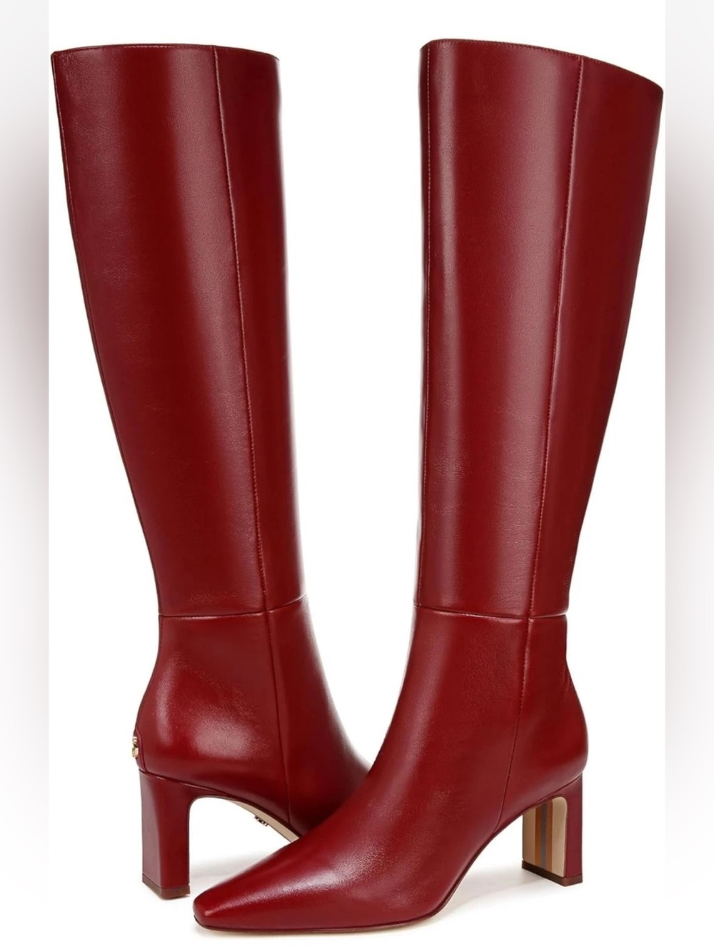 Sam Edelman Sylvia in Red Leather. Knee-High Block-Heel Boots NIB SZ7WC
